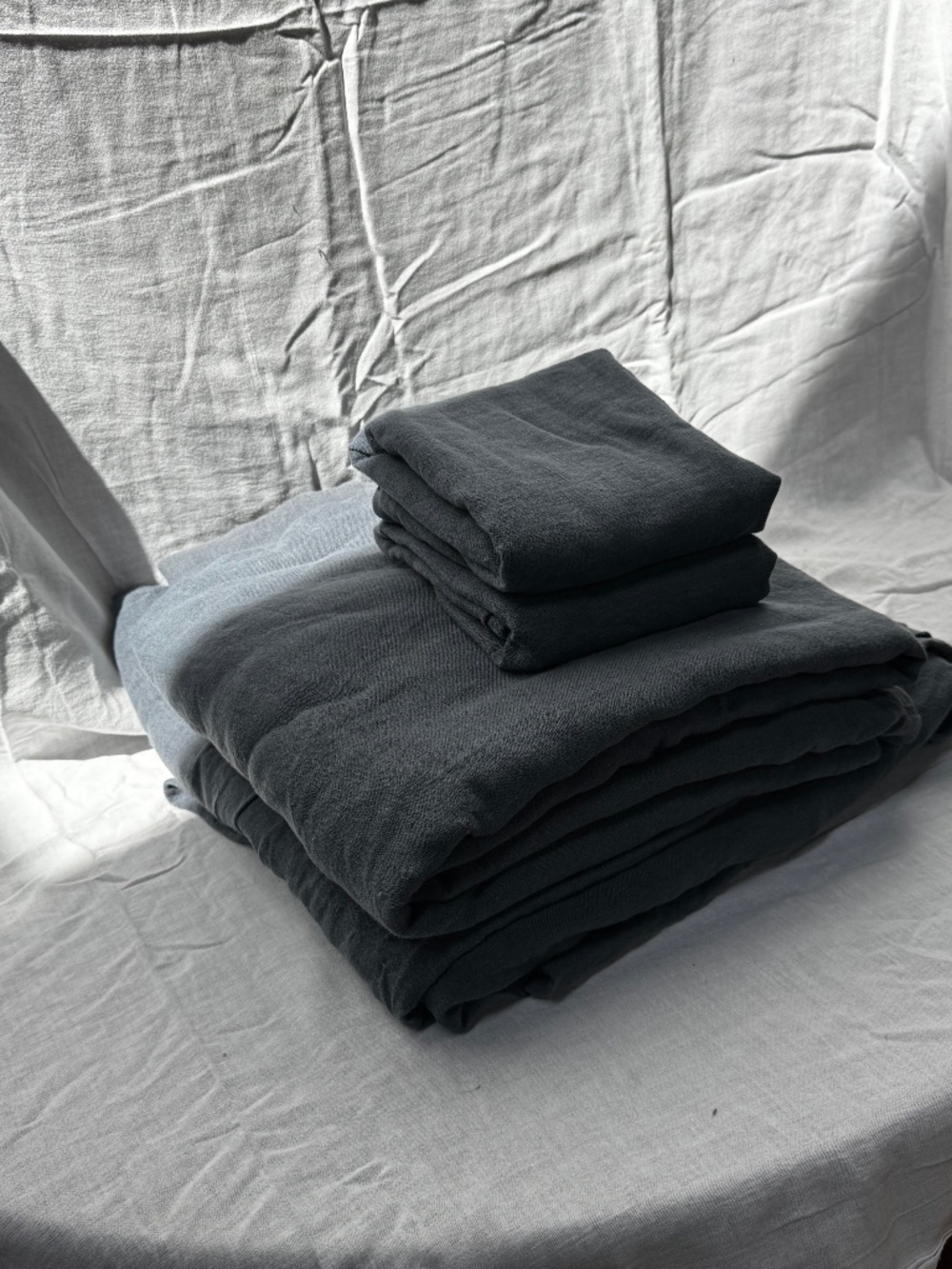 Dusty Blue French Flax linen Stone washed